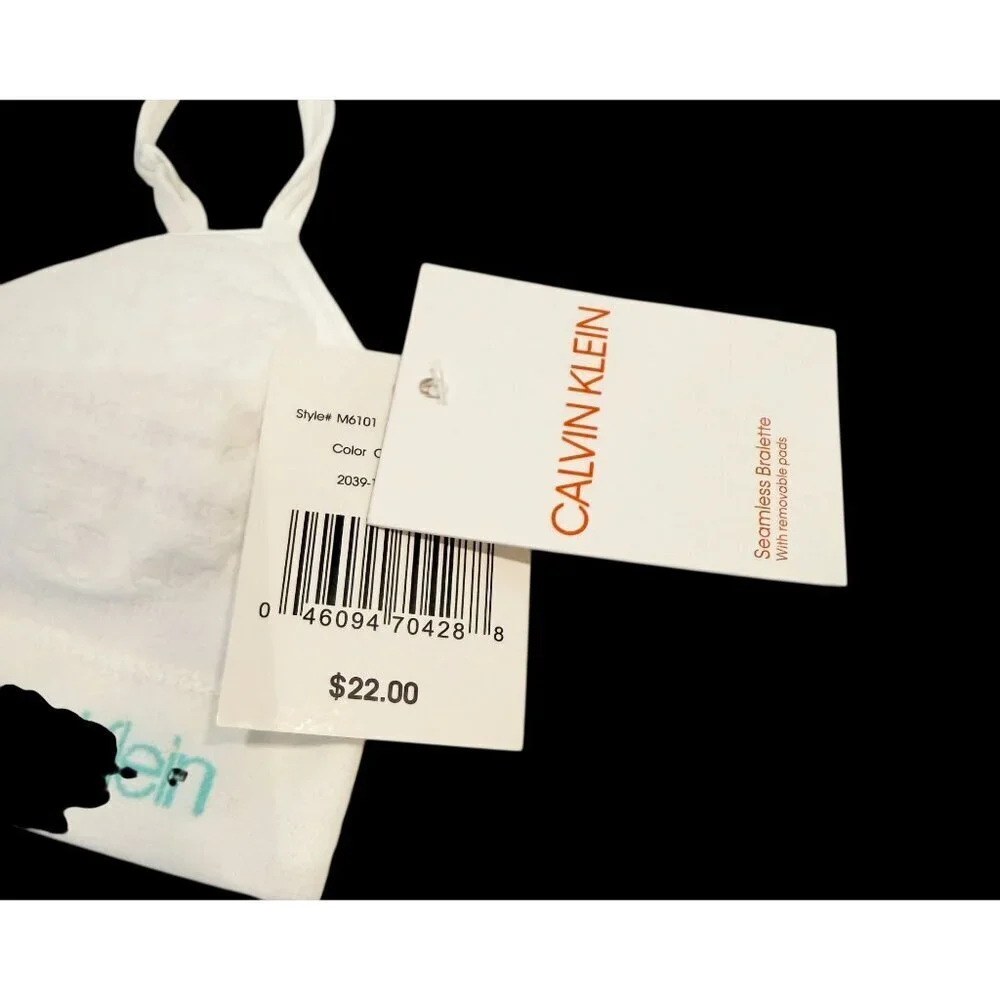 Two Calvin Klein Girl's Seamless Signature Bralettes White Size S (6/6X) NWT